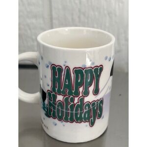 2004 JILL Miniature Happy‎ Holidays Mug Christmas Winter Snowflakes